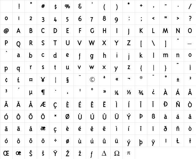 Karmen Regular Character Map