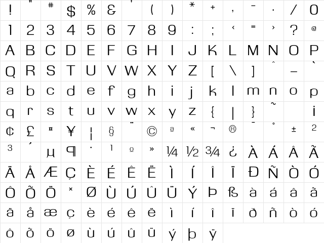 KasseFLF Regular Character Map