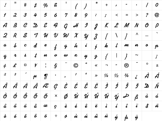 Kaufmann Std Bold Character Map