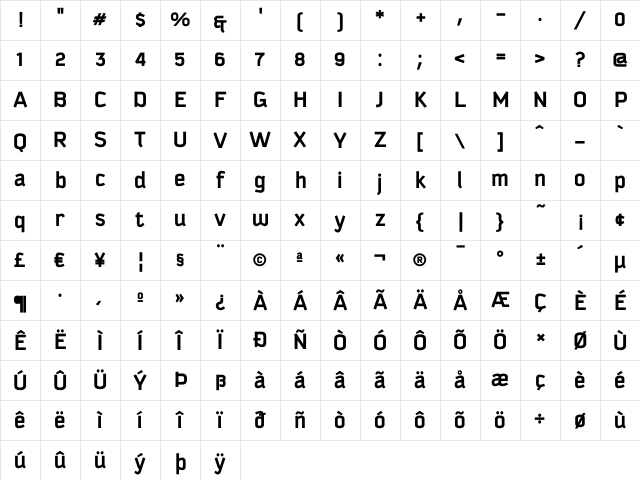 Kautiva Pro Bold Character Map