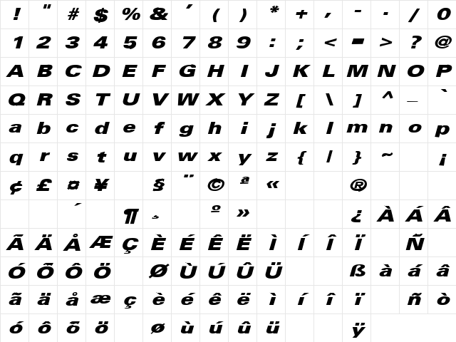 Black Dog 10 Regular Character Map