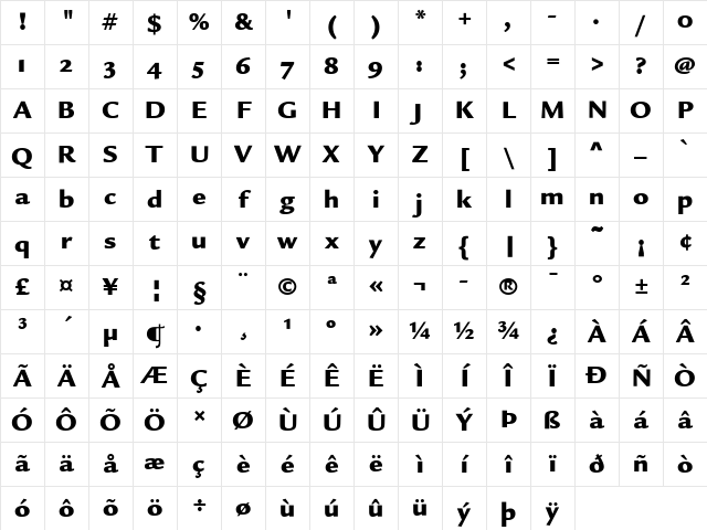 Legacy Sans ITC Ultra Character Map