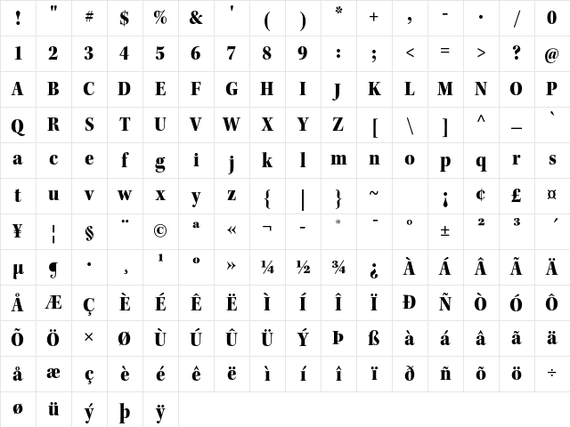 Kepler Std Black Semicondensed Subhead Character Map Kepler Std Black Semicondensed Subhead Character Map