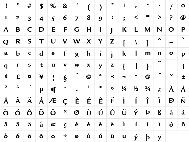 Legacy Sans OS ITC TT Bold Character Map