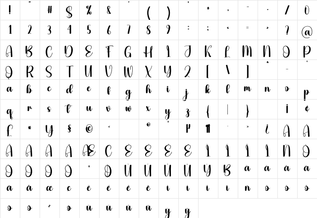 Keychains Regular Character Map