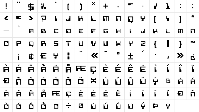 KHData Regular Character Map