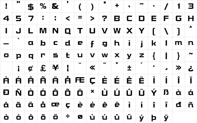 KHMenu Bold Character Map