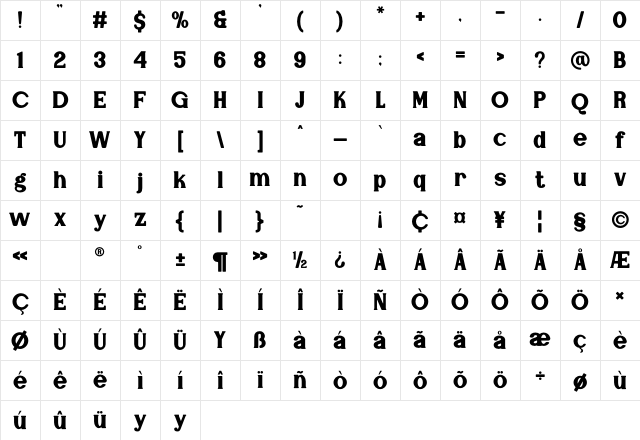Khofira Regular Character Map