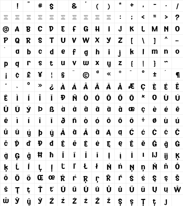 Kidzhood DEMO Bold Character Map Kidzhood DEMO Bold Character Map