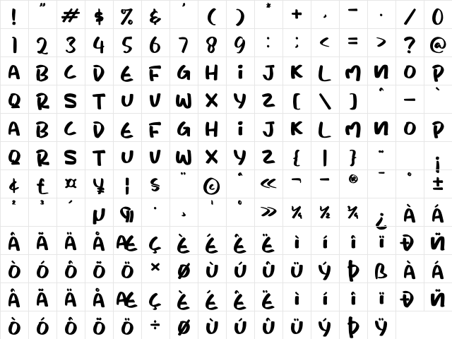 King Bird Regular Character Map