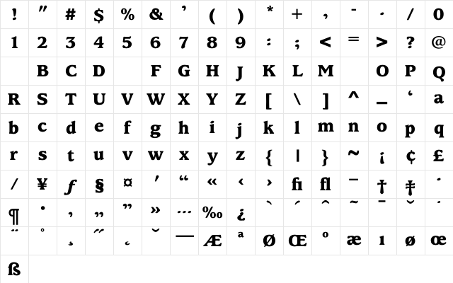 KingsrowExtraBold Regular Character Map