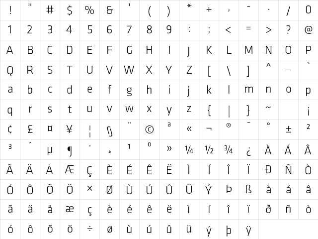 Klavika Light Character Map Klavika Light Character Map