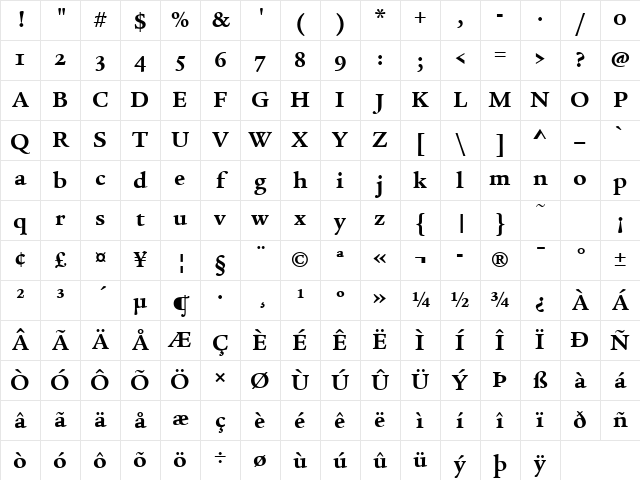 Legacy Serif OS ITC TT Bold Character Map Legacy Serif OS ITC TT Bold Character Map