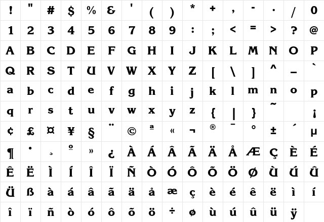 KorinnaEF-ExtraBold Regular Character Map