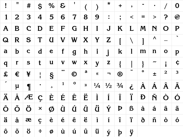 ITC Korinna LT Bold Character Map ITC Korinna LT Bold Character Map