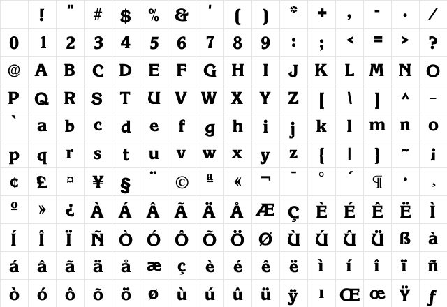 Korixth Bold Character Map Korixth Bold Character Map