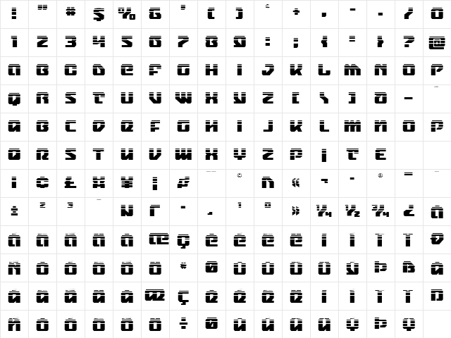 Legacy Cyborg 2 Halftone Regular Character Map