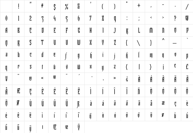 Kruella Regular Character Map