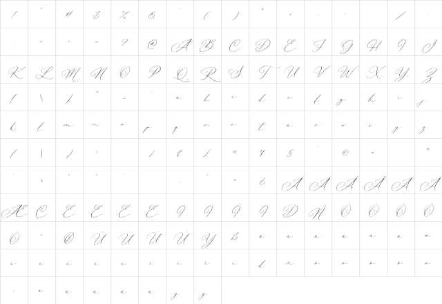 La Belle DemoVersion Regular Character Map La Belle DemoVersion Regular Character Map