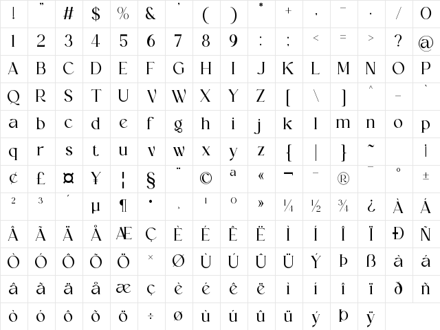 Lady Bloom Regular Character Map