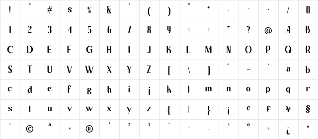 Laksmi Regular Character Map