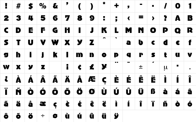 Lambada Regular Character Map Lambada Regular Character Map