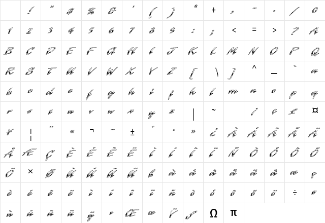Laser Chrome Std Regular Character Map Laser Chrome Std Regular Character Map