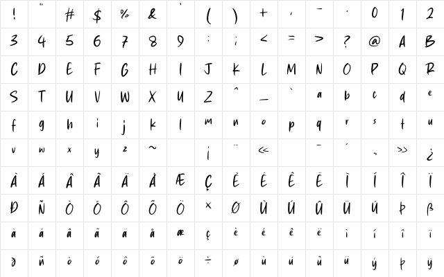 Last Beast Regular Character Map
