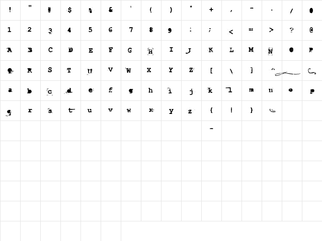 Last Draft Regular Character Map