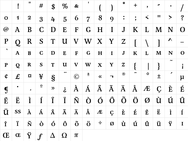 LatienneEF MediumSC Character Map