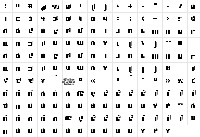 BlockedFront Regular Character Map