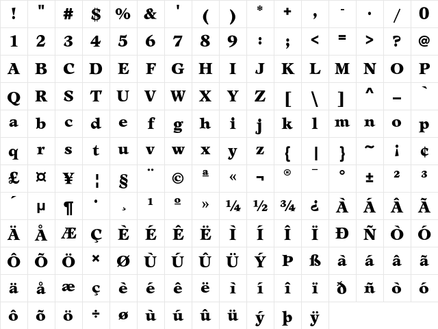 LeamingtonEF Black Character Map