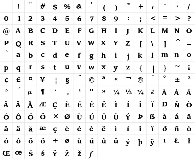 ITC Leawood Bold Character Map