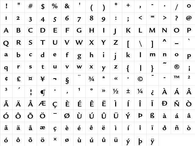 Legacy Sans ITC Bold OS Character Map