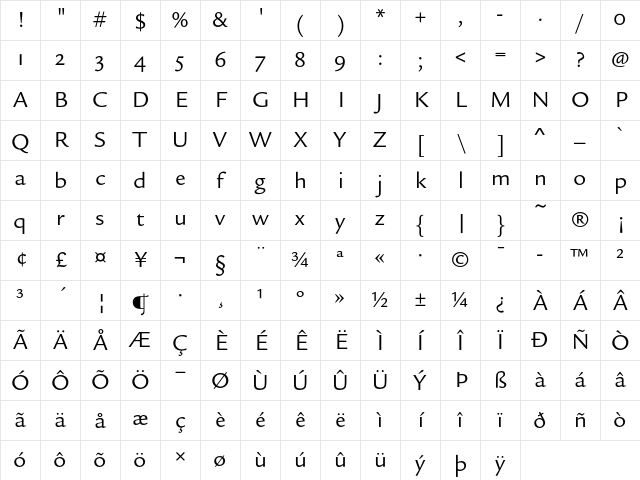 Legacy Sans ITC Book OS Character Map
