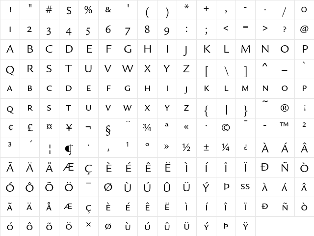 Legacy Sans ITC Book SC Character Map