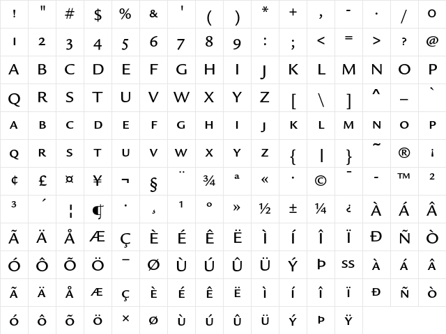 Legacy Sans ITC Medium SC Character Map