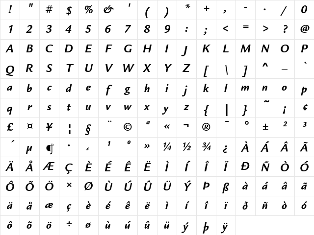 ITC Legacy Sans Bold Italic Character Map ITC Legacy Sans Bold Italic Character Map