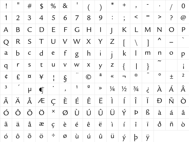 LegacySansEF Book Character Map LegacySansEF Book Character Map
