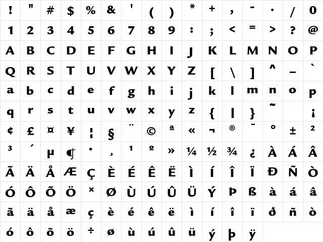 LegacySansEF Ultra Character Map