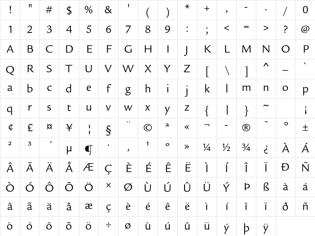 Legacy Sans ITC Std Book Character Map