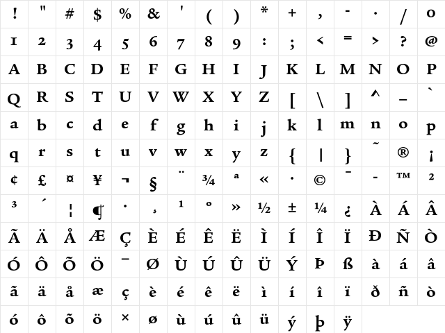 Legacy Serif ITC Bold OS Character Map Legacy Serif ITC Bold OS Character Map