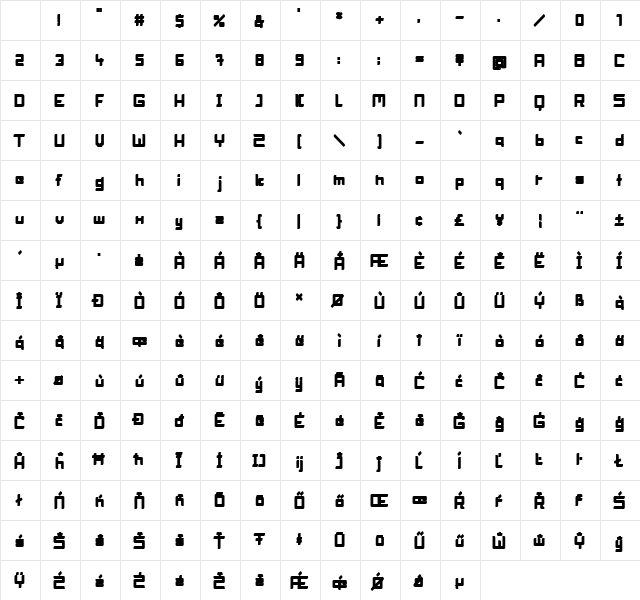 BlockHead Fat Character Map BlockHead Fat Character Map