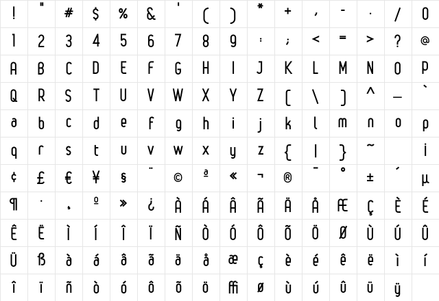 Leger Bold Character Map