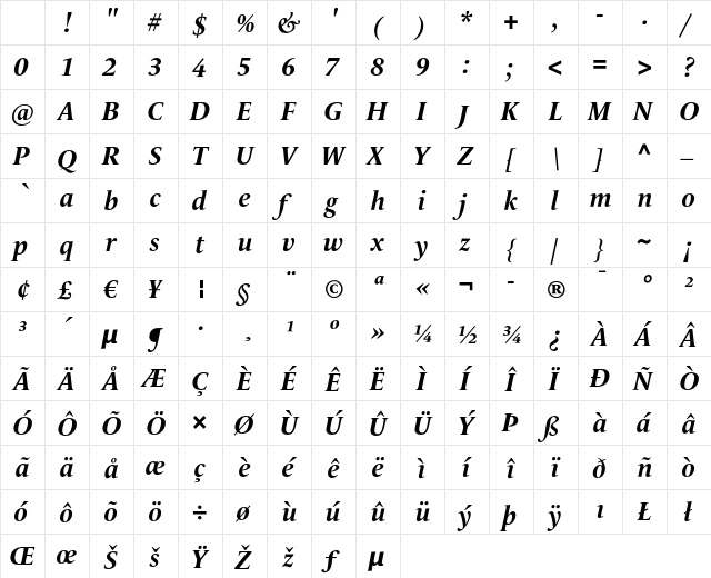 LeMonde Livre Bold Italic Character Map LeMonde Livre Bold Italic Character Map