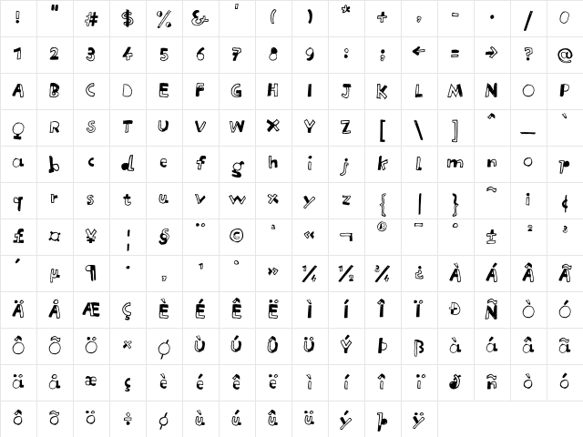 Letterine Regular Character Map