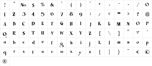 LHFMisterKookyREG Regular Character Map LHFMisterKookyREG Regular Character Map
