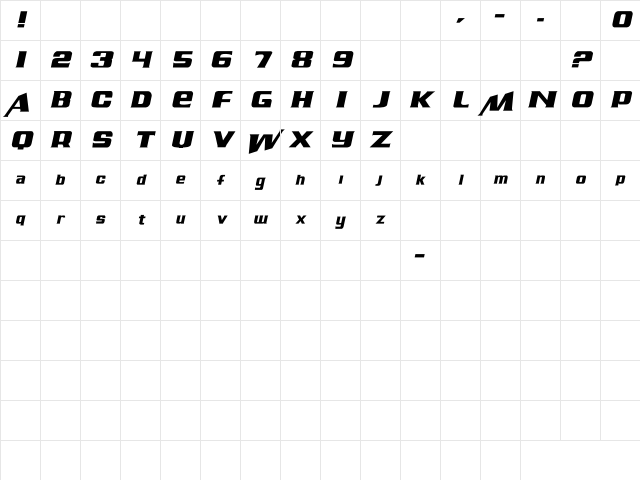 LHF Quantum Italic Character Map