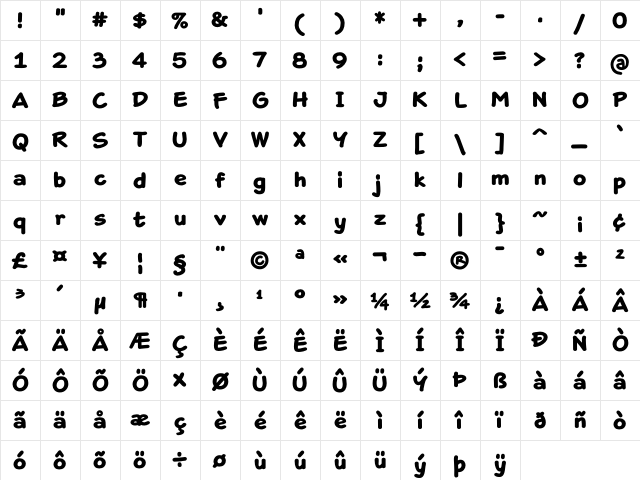 LHF Quick Draw Regular Character Map