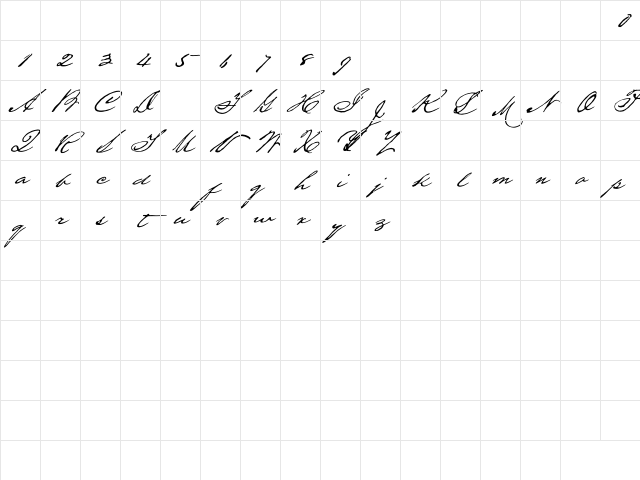 LHF Stanford Script Regular Character Map